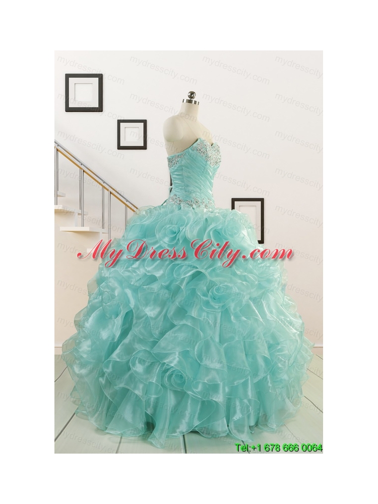 Apple Green Quinceanera Dresses with Beading for 2015