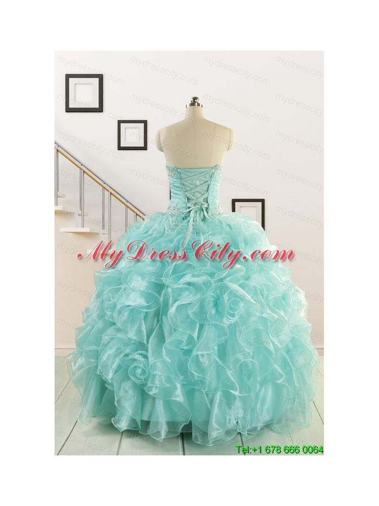 Apple Green Quinceanera Dresses with Beading for 2015