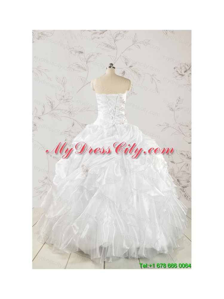 Classical White Quinceanera Dresses with Beading and Ruffles