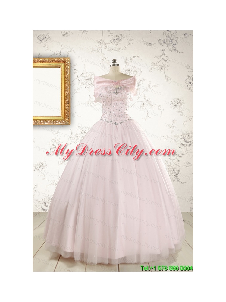 Light Pink  Beading Pretty Quinceanera Dresses for 2015