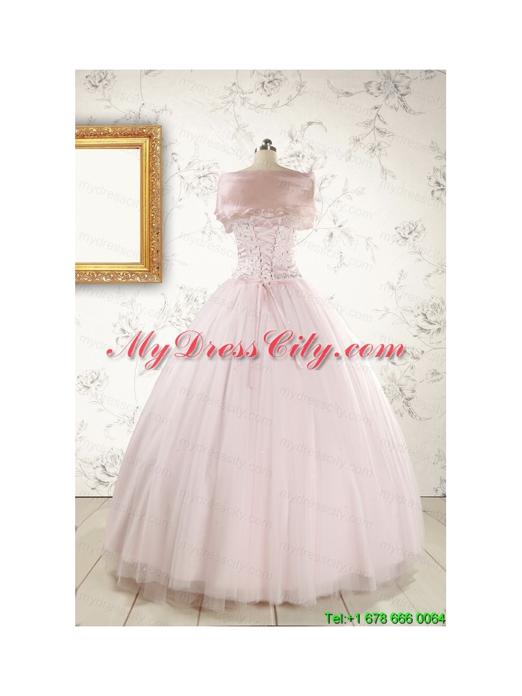 Light Pink  Beading Pretty Quinceanera Dresses for 2015