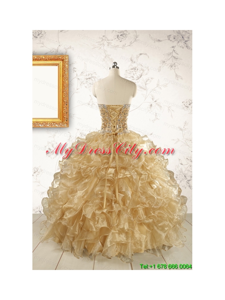 Luxurious Champange Quinceanera Dresses with Beading