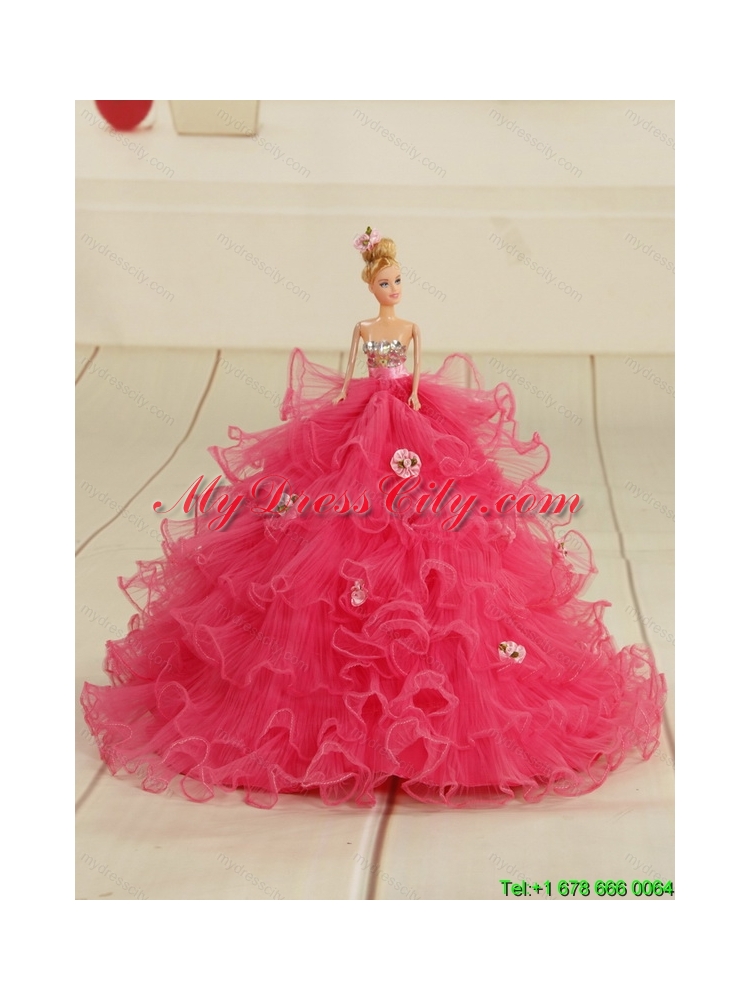 2015 Most Popular Beading and Ruffles Little Girl Pageant Dress in Pink