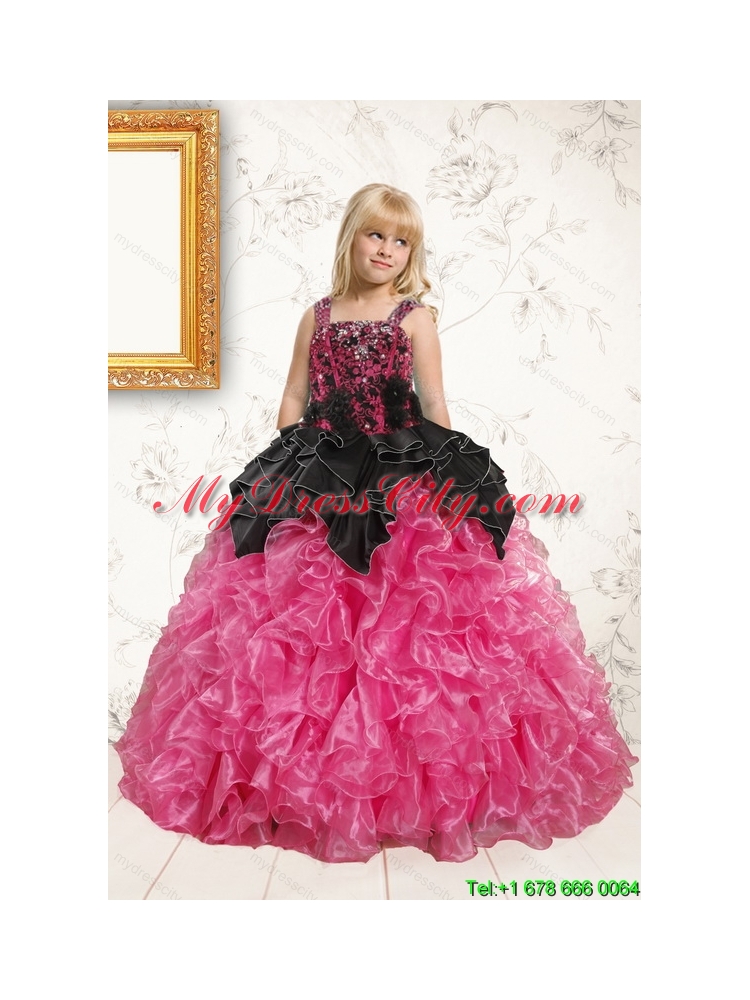 Exclusive Pink Flower Girl Dress with Beading and Ruffles