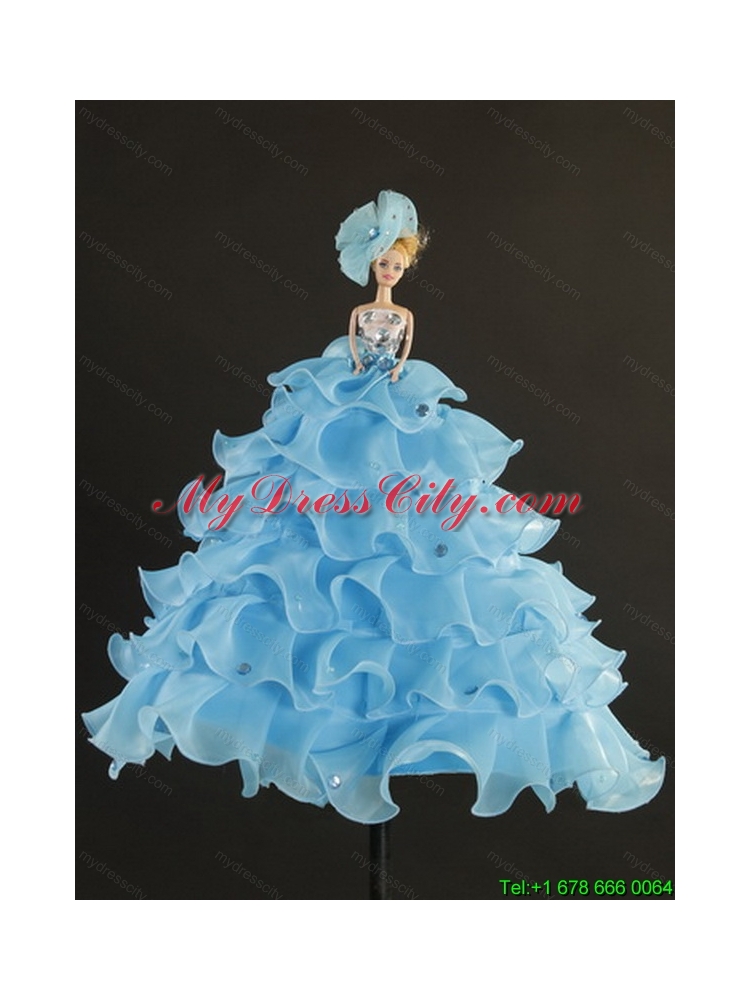 Luxurious Ruffles and Pick Ups Little Girl Pageant Dress in Blue