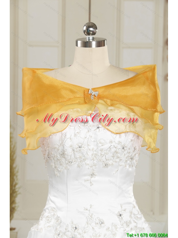 2015  Detachable and Classic Spring Yellow Sweet 15 Dresses with Beading and Ruffles