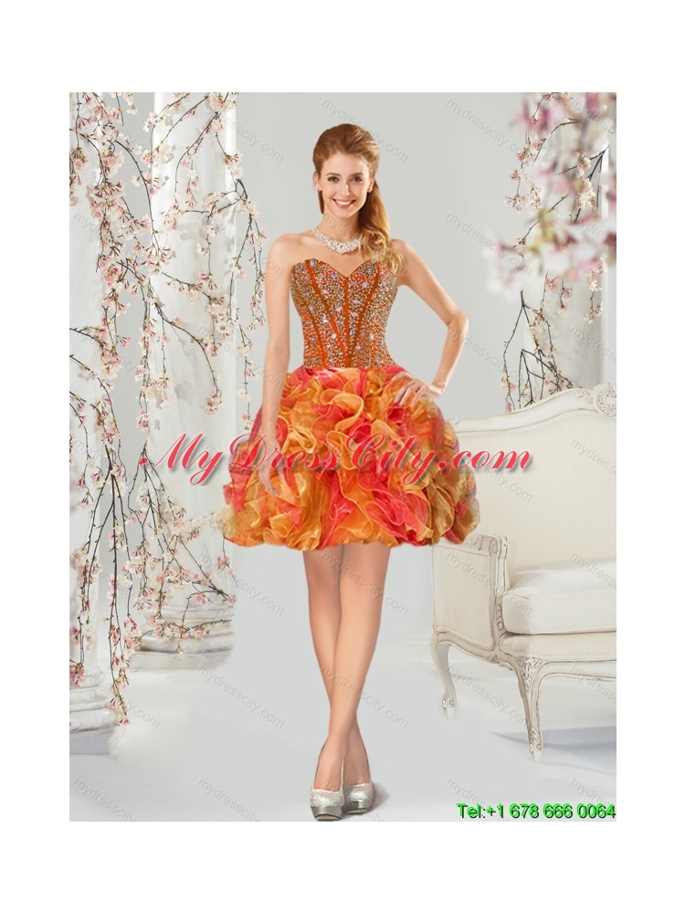 Detachable and Best Beading and Ruffles Quinceanera Dresses in Multi Color