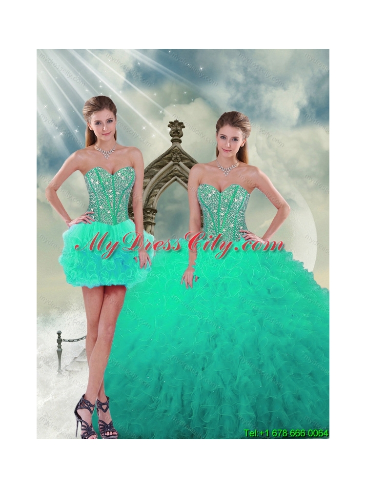 2015 Detachable Beading and Ruffles Quinceanera Dress Skirts in Apple Green