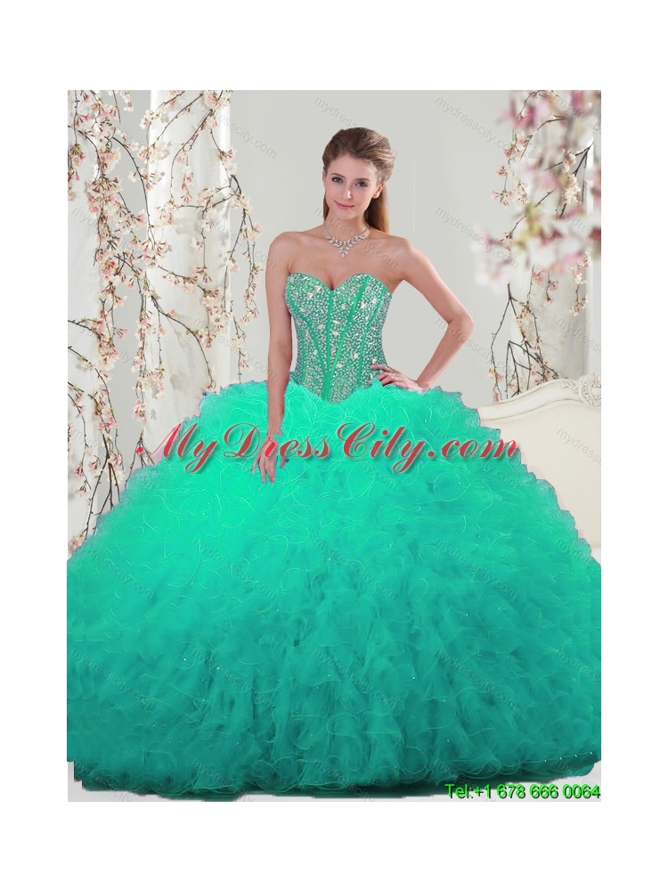 2015 Detachable Beading and Ruffles Quinceanera Dress Skirts in Apple Green