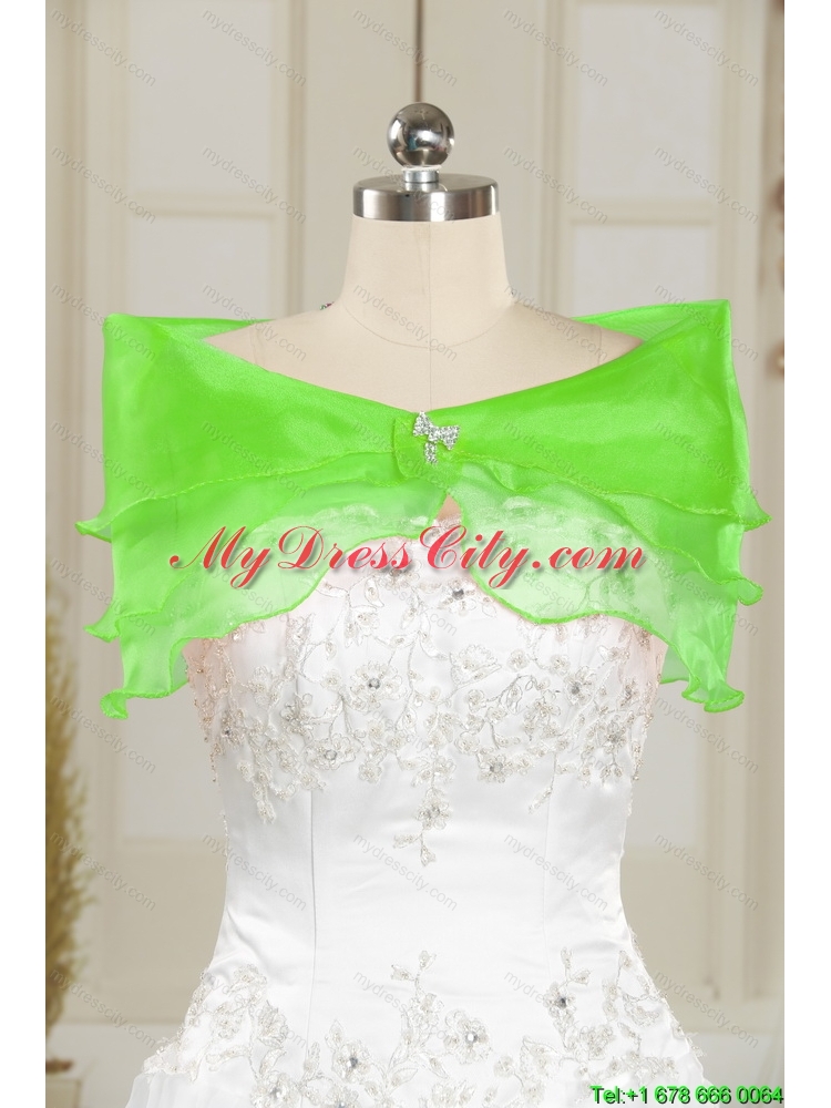 2015 Detachable Beading and Ruffles Quinceanera Dress Skirts in Apple Green