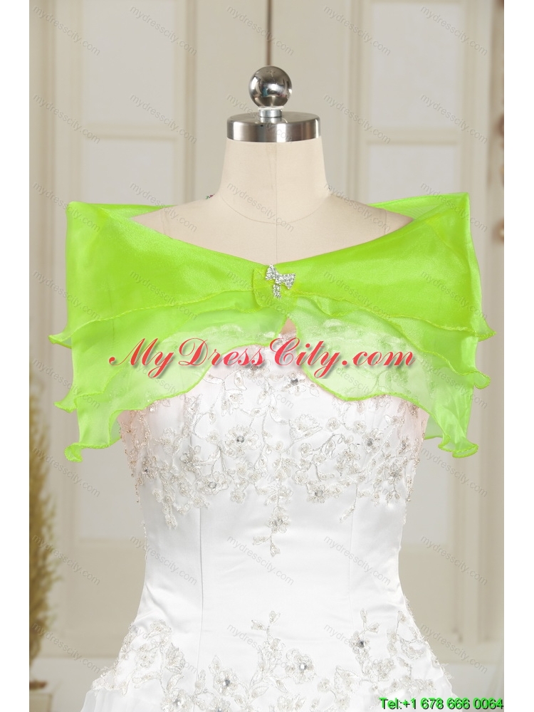 Detachable and Latest Beading and Ruffles Quince Dresses in Spring Green for 2015