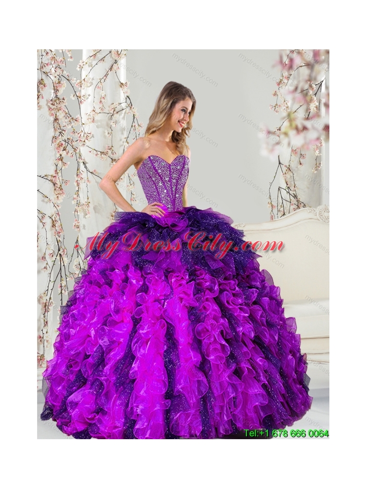 Detachable and Pretty Multi Color Sweet 16 Dresses with Beading and Ruffles for 2015