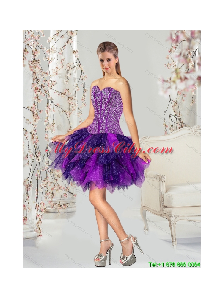 Detachable and Pretty Multi Color Sweet 16 Dresses with Beading and Ruffles for 2015