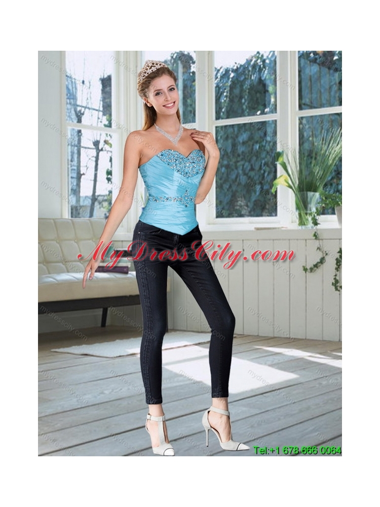 2015 New Style Sweetheart Baby Blue Corset with Beading