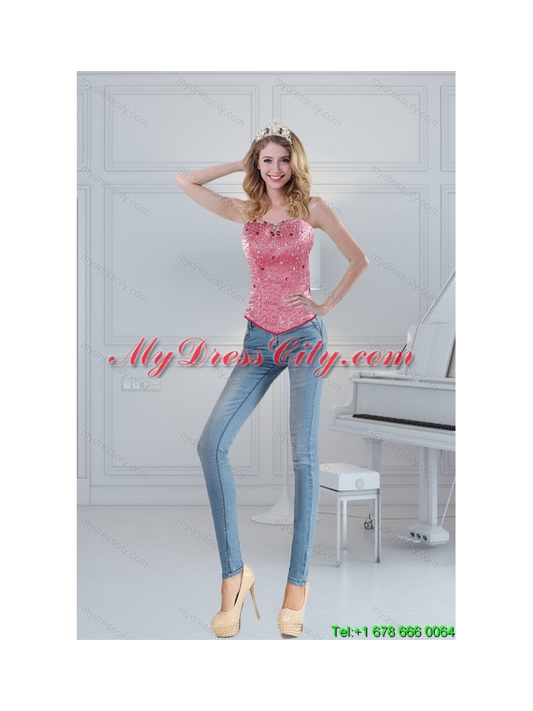 Wonderful Sweetheart Beading Coral Red Corset