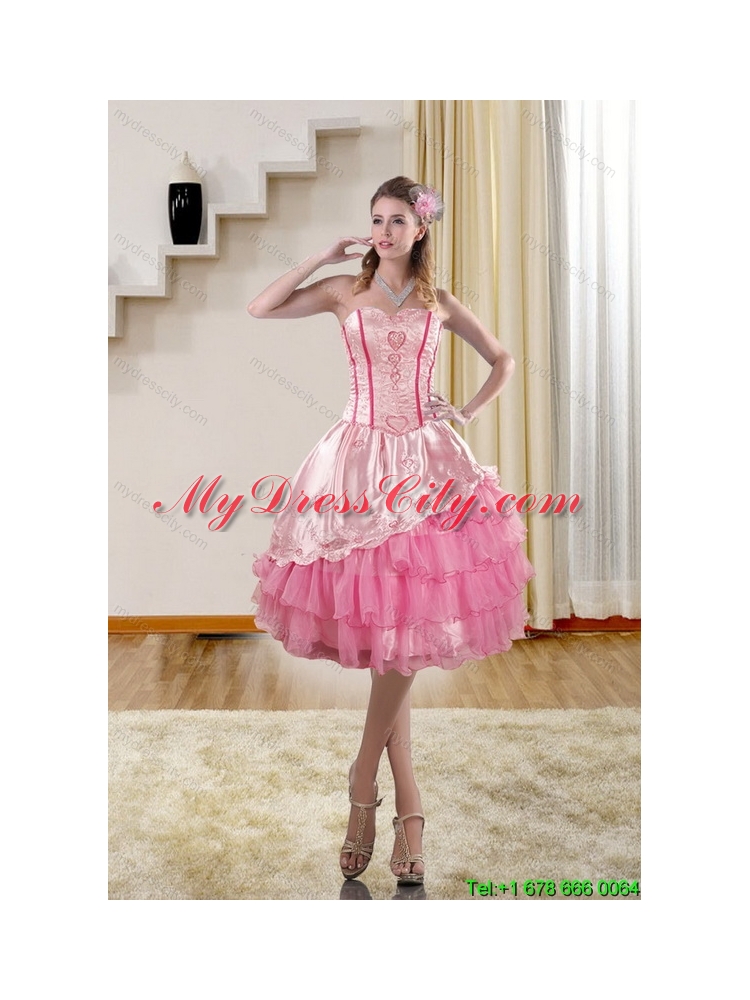 2015 Cute Sweetheart Prom Gown with Embroidery and Ruffles