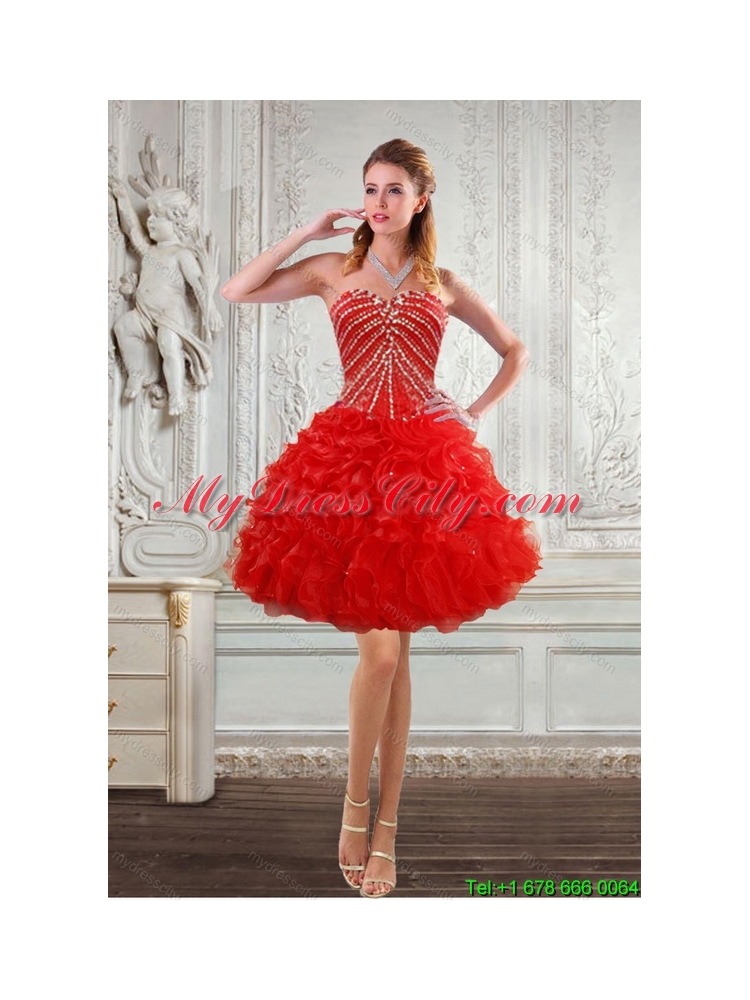 New Style Sweetheart Prom Dresses with Beading and Ruffles