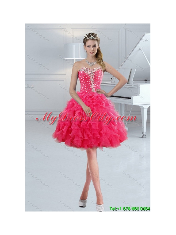 Sweetheart 2015 Cute Prom Gown with Ruffles and Beading