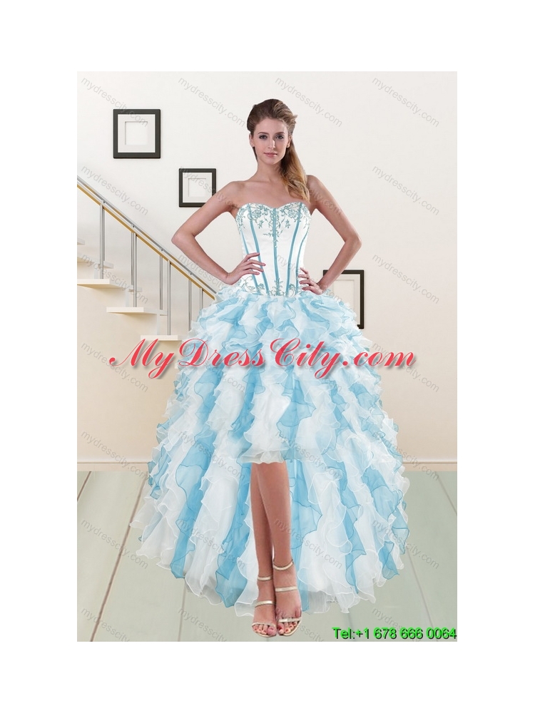 2015 Most Popular Sweetheart Prom Gown with Appliques and Ruffles