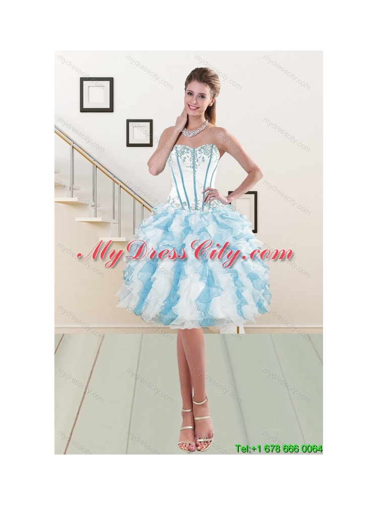 2015 Most Popular Sweetheart Prom Gown with Appliques and Ruffles