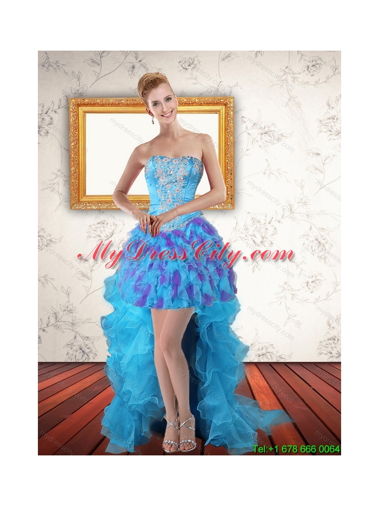 Beautiful Sweetheart High Low Ruffles Prom Dresses in Multi Color