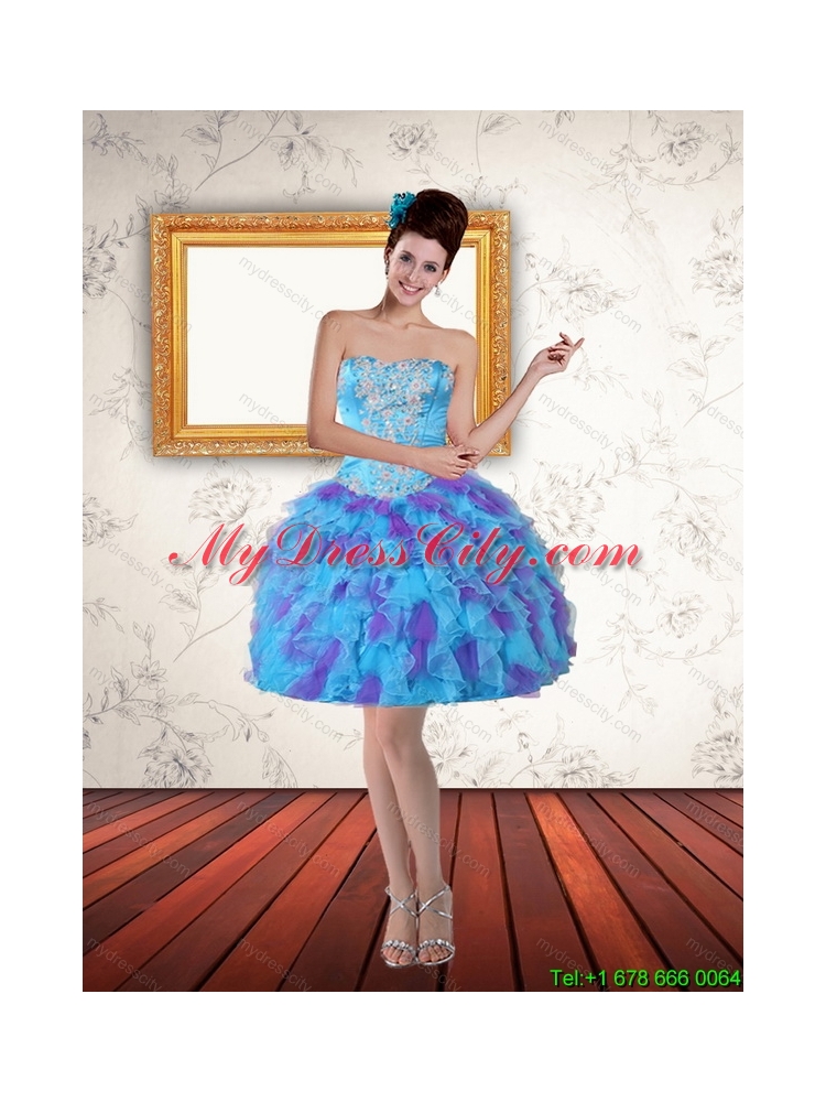 Beautiful Sweetheart High Low Ruffles Prom Dresses in Multi Color