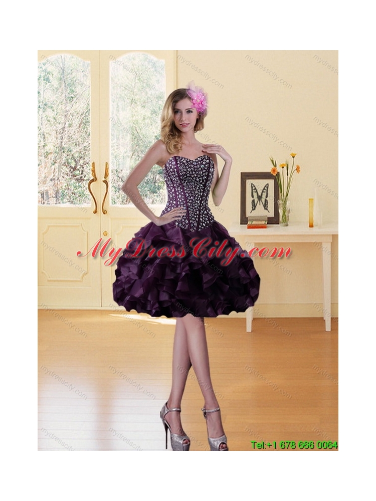 Burgundy Sweetheart Prom Dress with Ruffled Layers and Beadeing