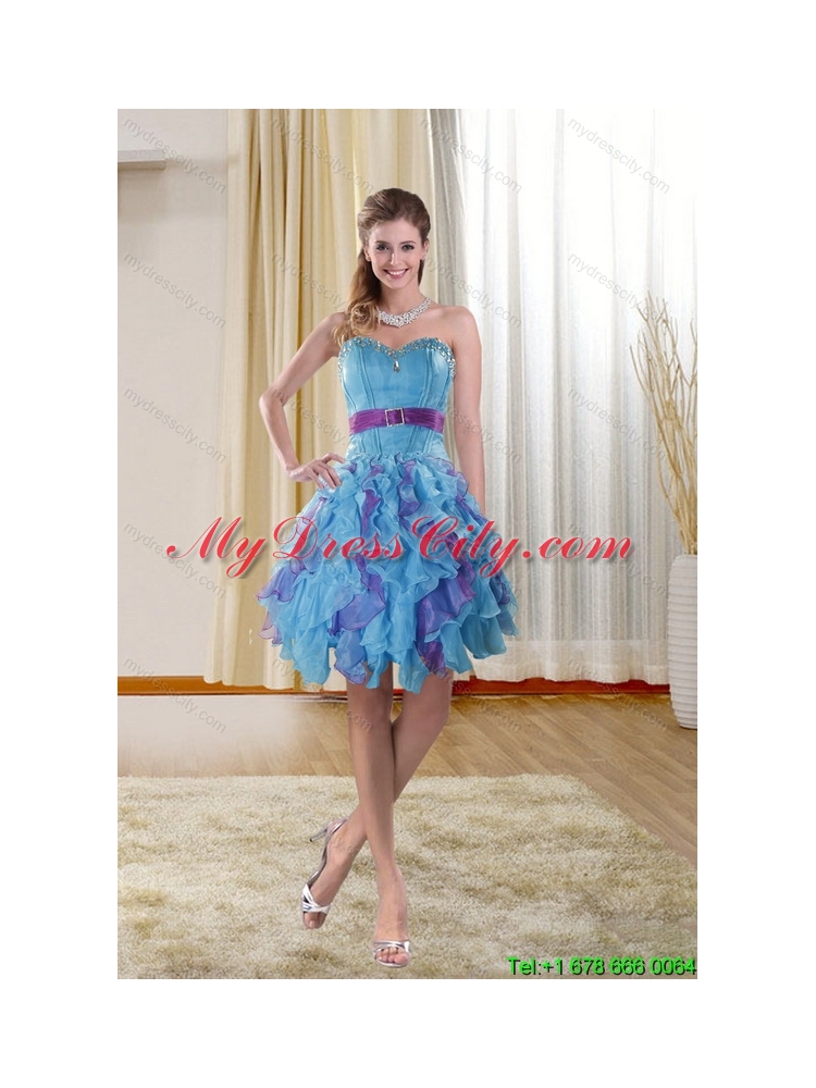 High Low Sweetheart Prom Gown with Ruffles and Beading