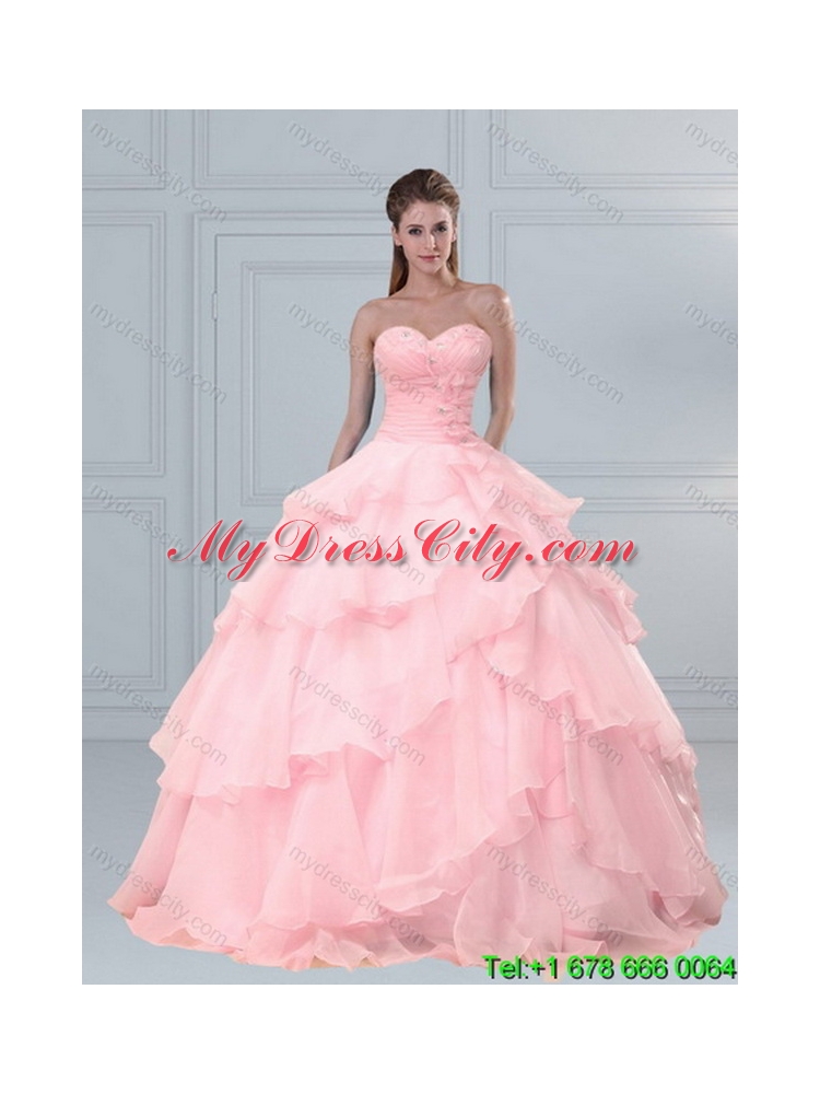 Unique Sweetheart Beaded 2015 Best Quinceanera Dresses with Ruffled Layers