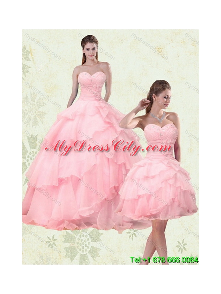 2015 Cute Sweetheart Beaded Classic Quinceanera Dresses with Ruffled Layers