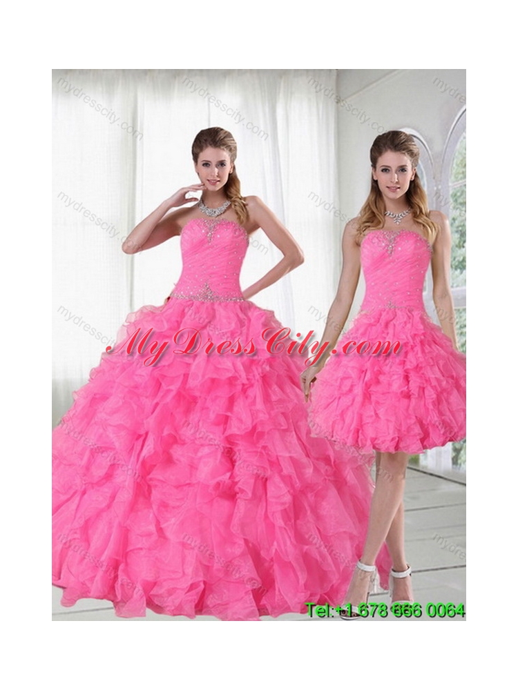 2015 Detachable Strapless Best Quinceanera Dress with Beading and Ruffles