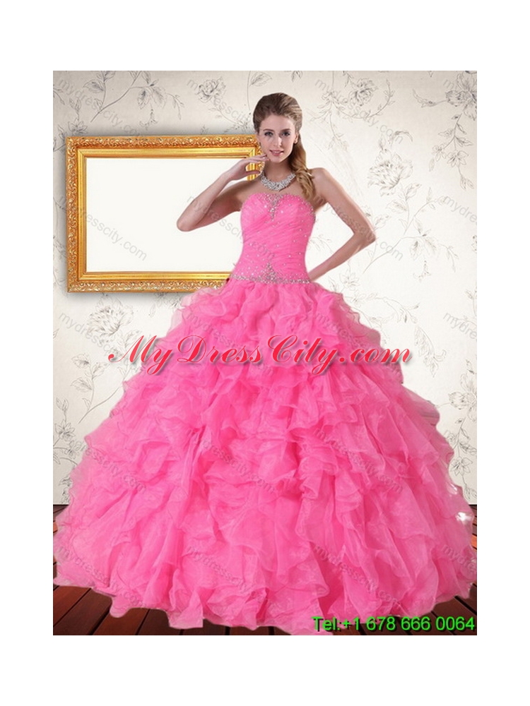 2015 Detachable Strapless Best Quinceanera Dress with Beading and Ruffles