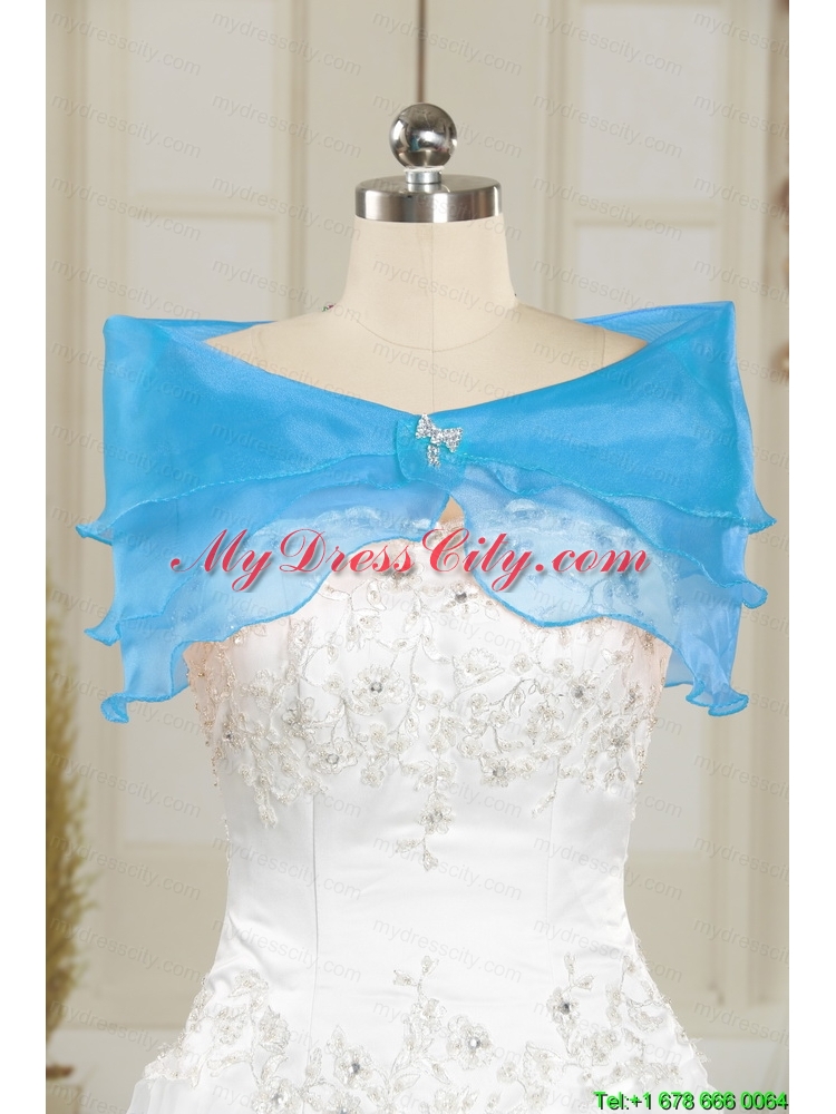 Fall Organza Beading Shawls in Baby Blue