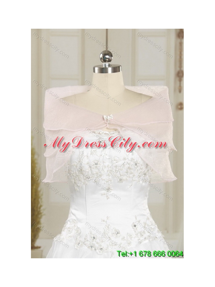 Floor Length Strapless Embroidery and Pick Up Best QuinceaneraGown for 2015