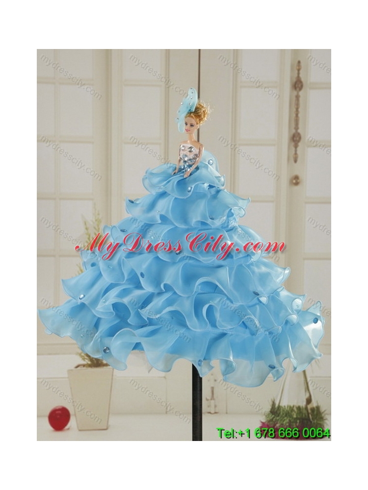 Luxurious Sweetheart Beading Aqua Blue Best Quinceanera Dresses in Taffeta for 2015