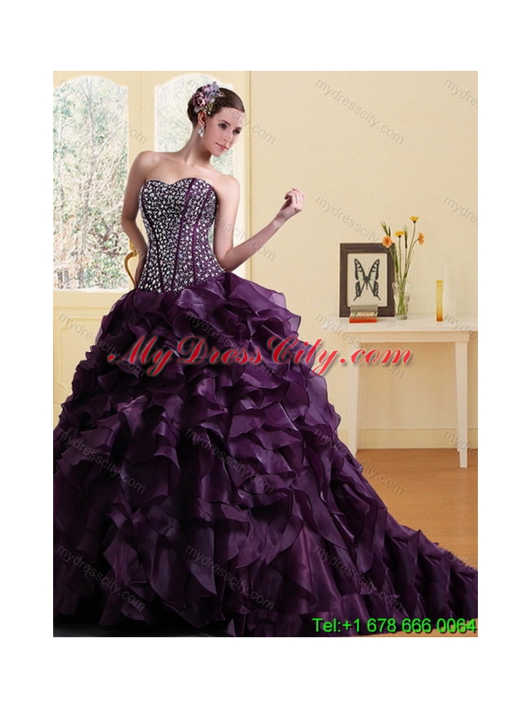 Sweetheart Burgundy Best Quinceanera Dress with Ruffles and Beading