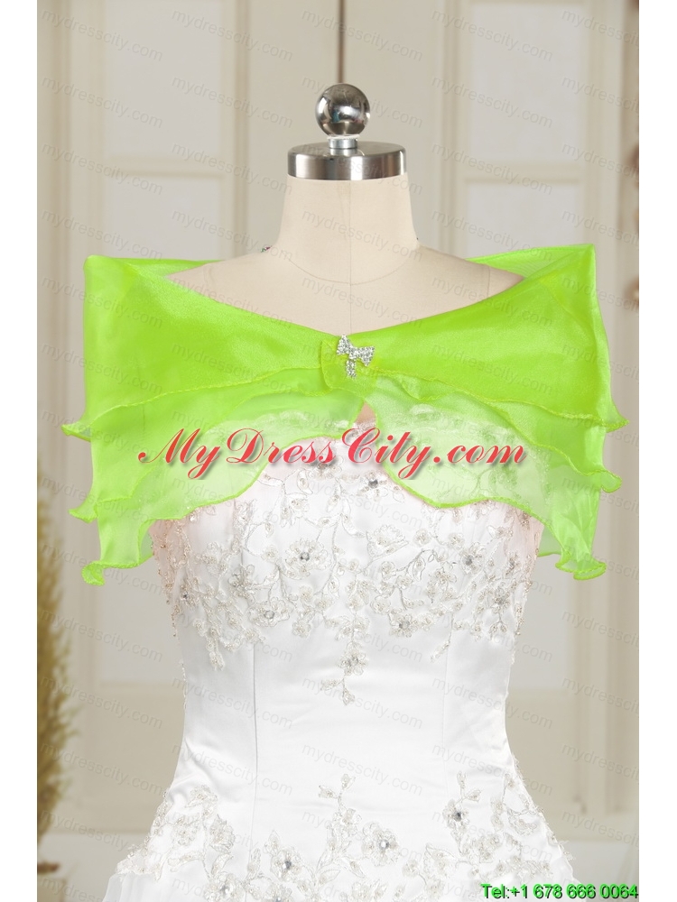 Beautiful Organza Beading Spring Green Shawls for Wedding