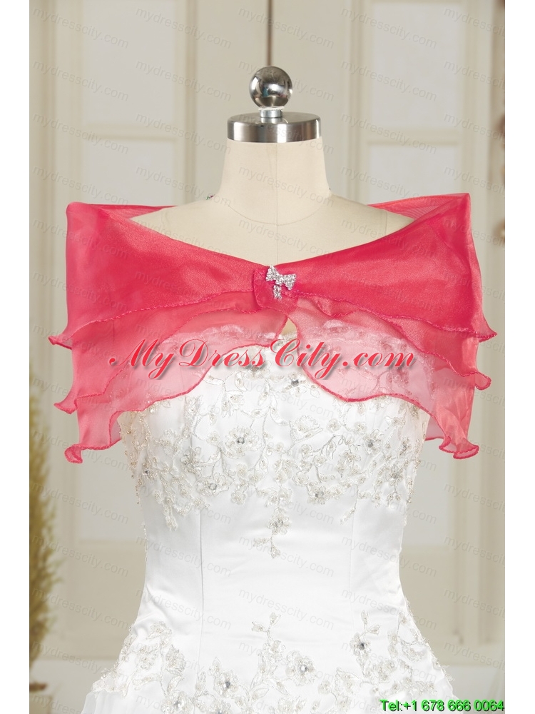 Beautiful Organza Coral Red Shawls with Beading