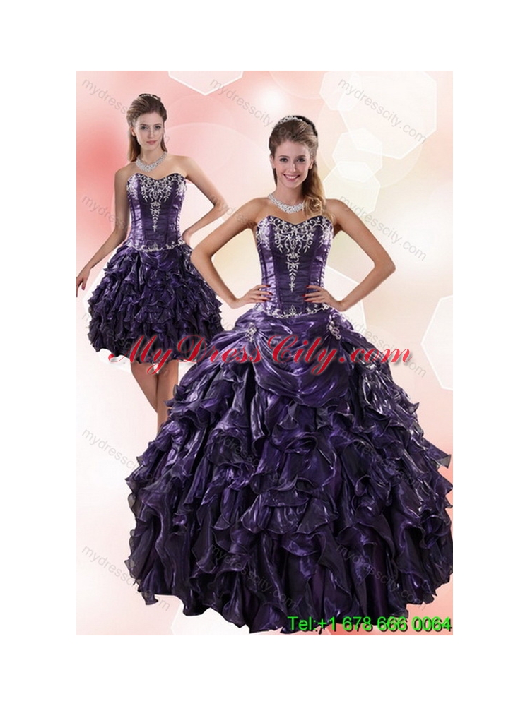 Classic Sweetheart Ruffled 2015 Classic Quinceanera Dresses with Embroidery