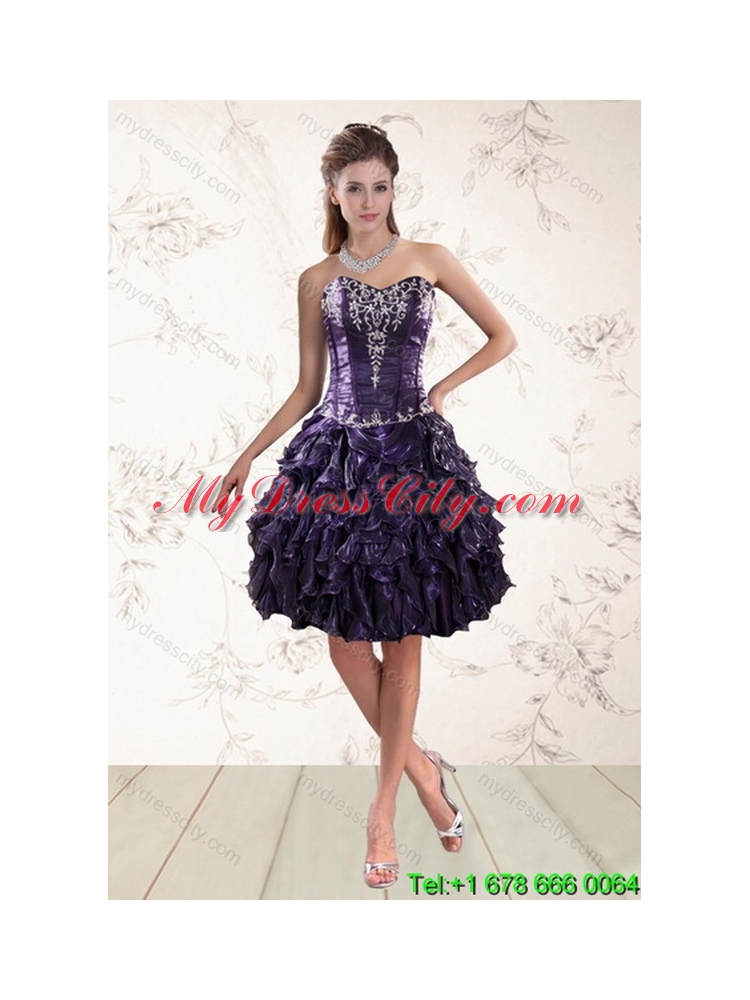 Classic Sweetheart Ruffled 2015 Classic Quinceanera Dresses with Embroidery