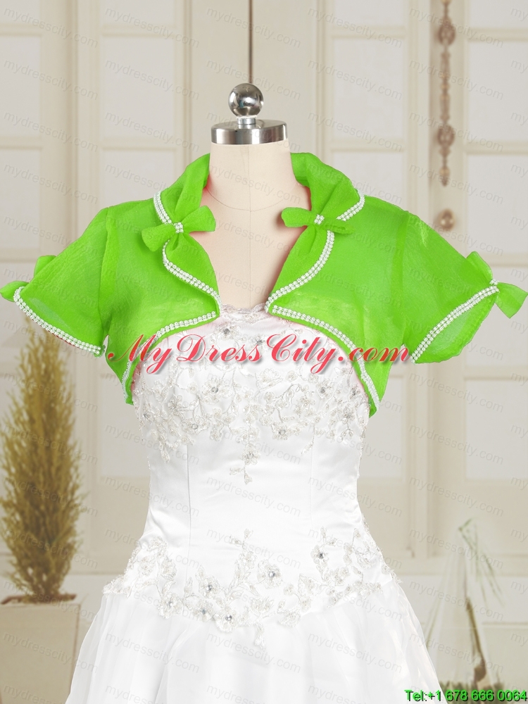 Green Wedding Party Beading Shawls with Open Front