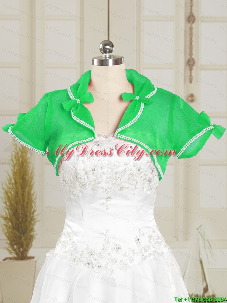 Green Wedding Party Beading Shawls with Open Front