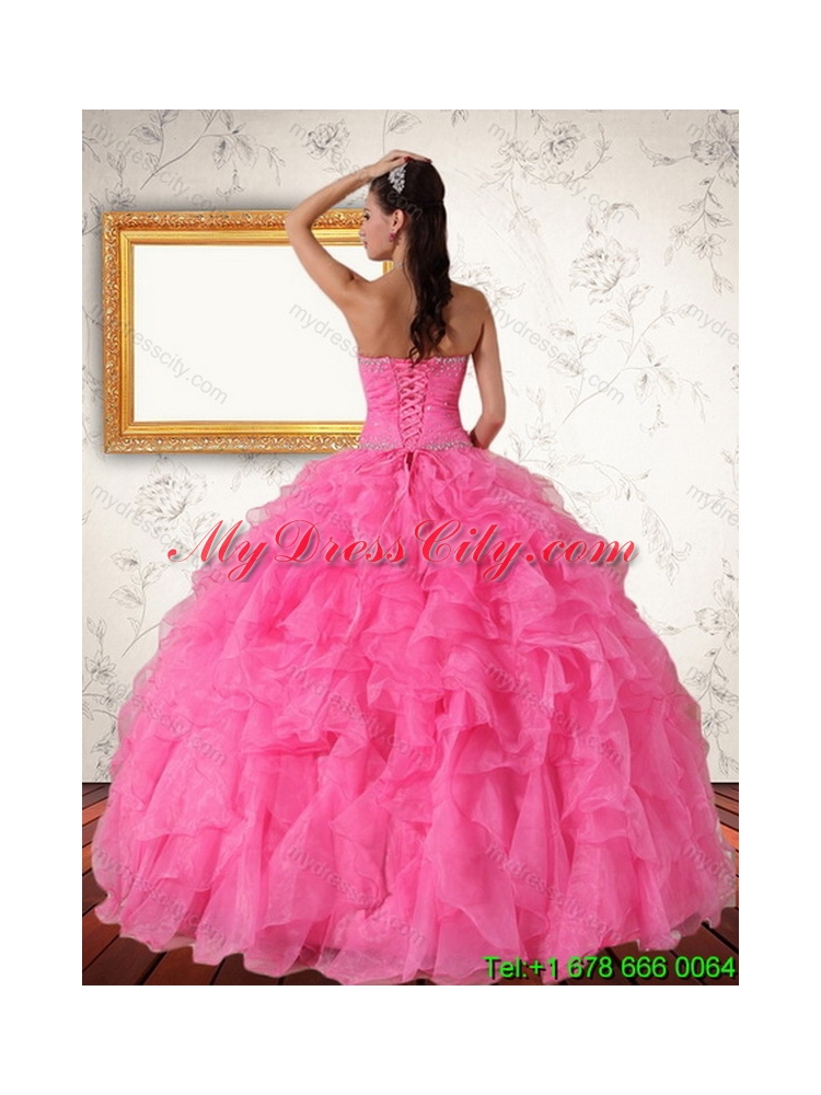 2015 Perfect Strapless Unique Quinceanera Dress with Beading and Ruffles