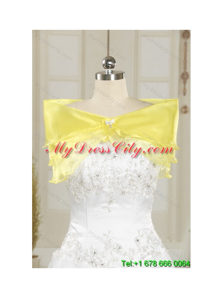 2015 Yellow Sweetheart Unique Quinceanera Dress with Beading and Ruffled Layers