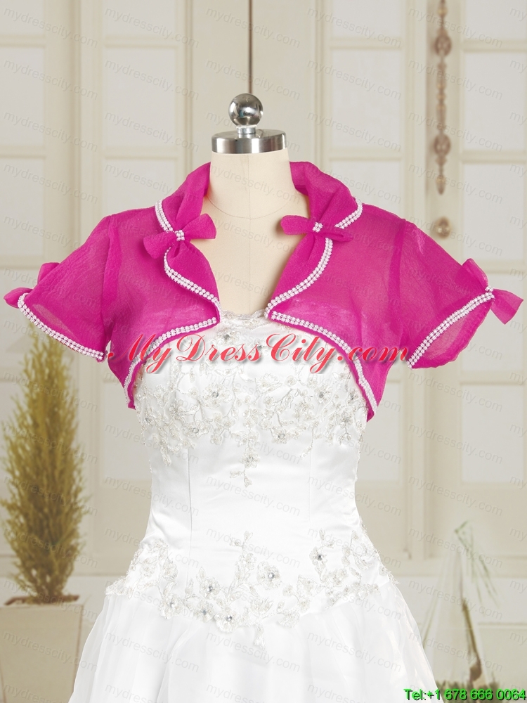 Hot Pink Wedding Party Organza Shawls with Beading