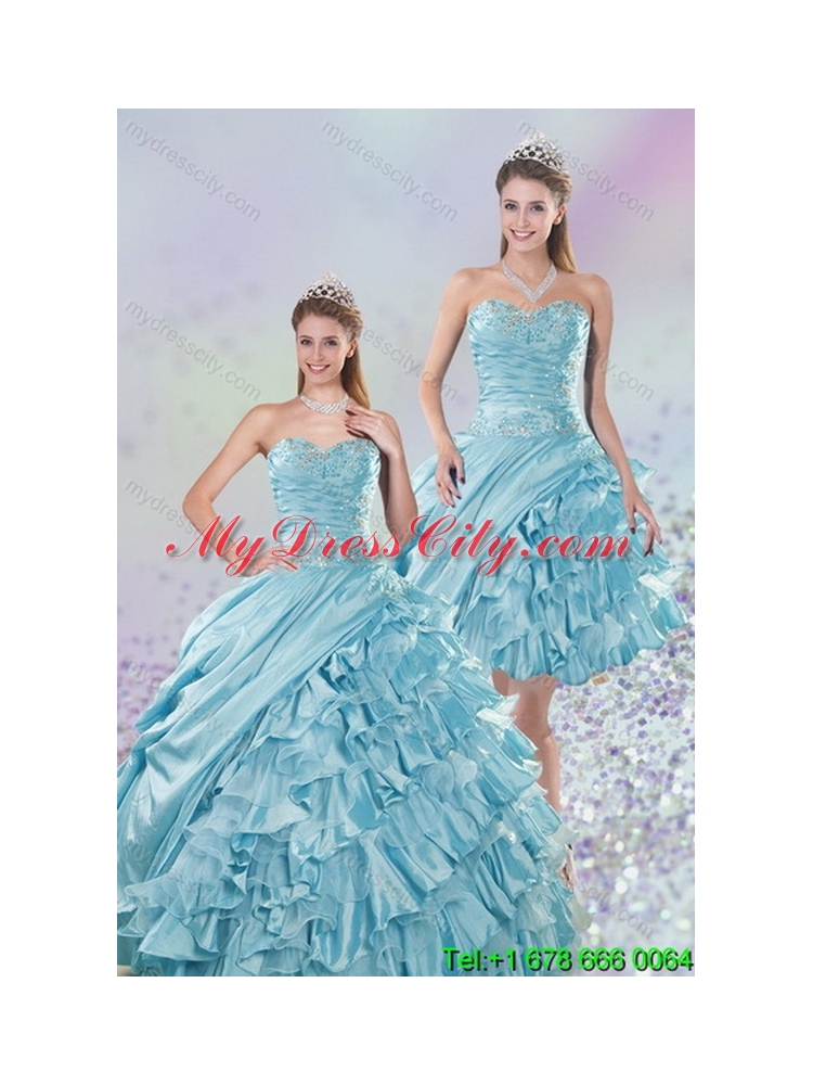 2015 Unique Sweetheart Ball Gown Quinceanera Dresses with Beading and Ruffled Layers