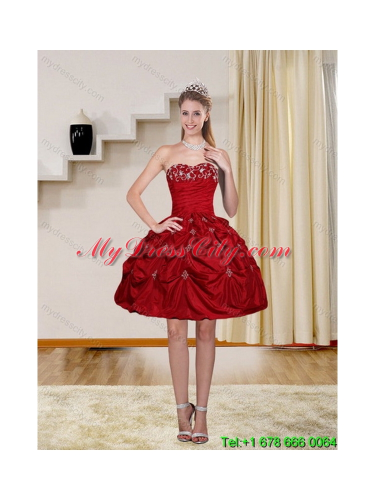 2015 Floor Length Unique Strapless Sweet 16 Dress with Embroidery and Pick Ups