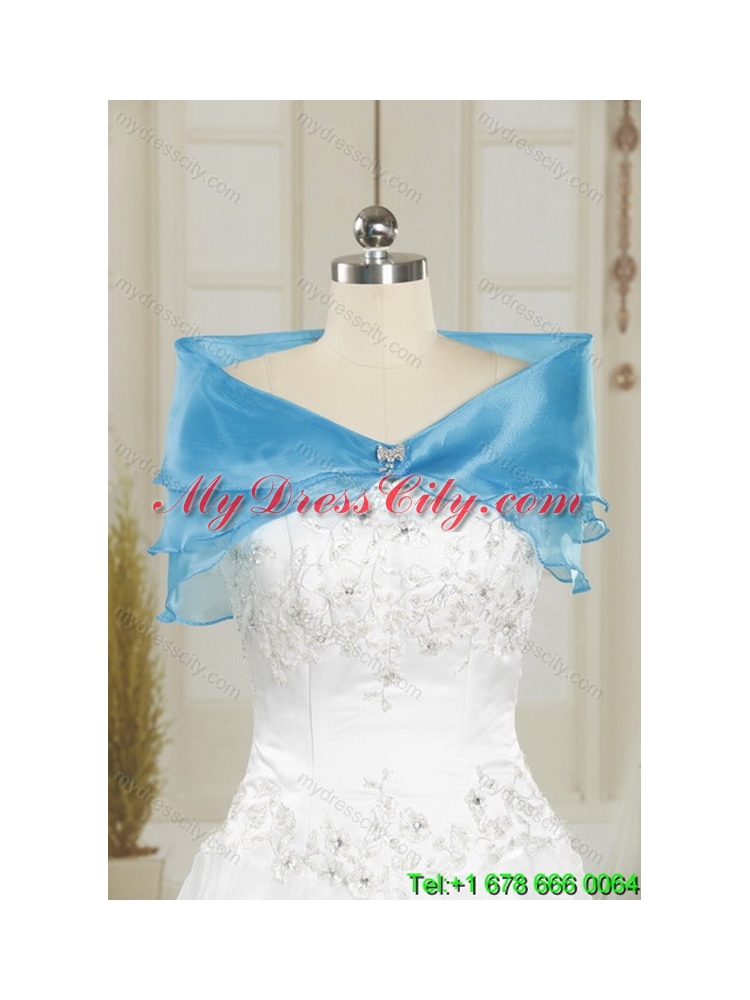 2015 Unique Fashionable Baby Blue Dresses for Quince with Beading and Ruffles