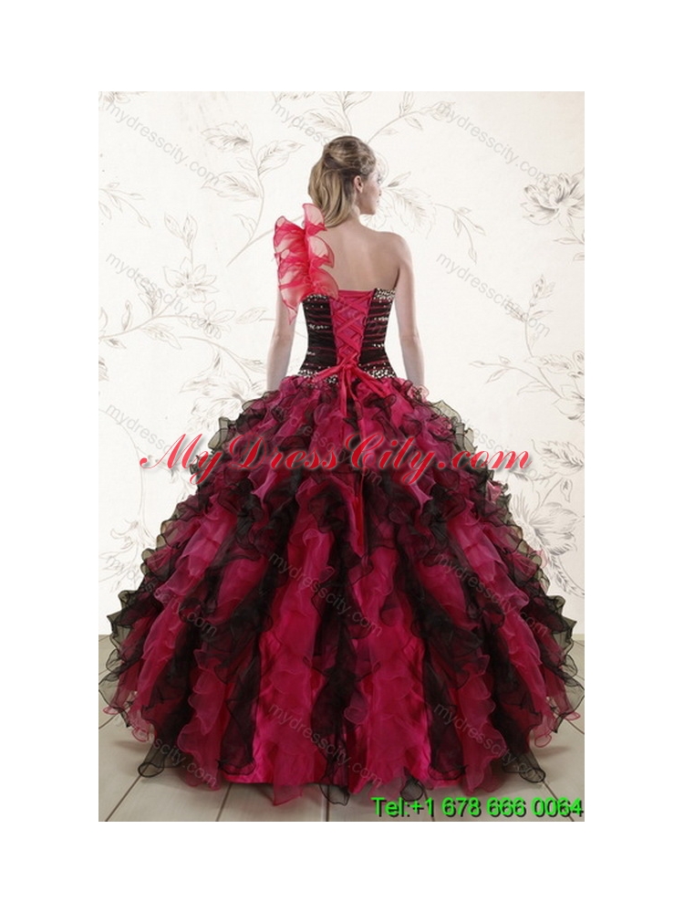 2015 Unique The Most Popular Multi Color Quince Dresses with Ruffles and Beading