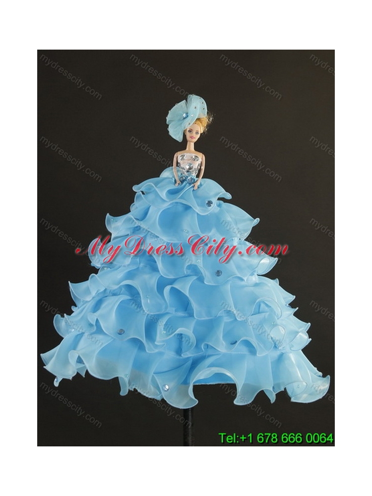 Unique Wonderful Royal Bule Quince Dresses with Beading and Ruffles for 2015